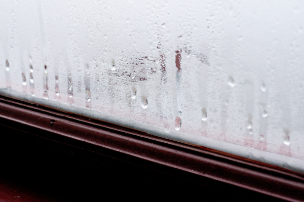 Kondensierendes Wasser an Fenstern oder Wänden ist ein Zeichen für zu hohe Luftfeuchtigkeit